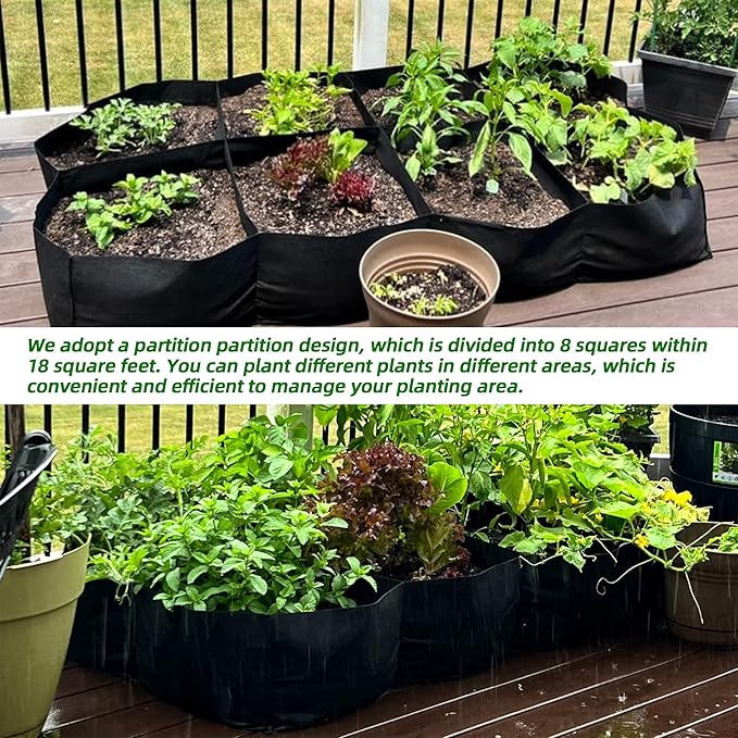 CJGQ 2 Pack Fabric Raised Garden Bed 6x3x1ft Garden Grow Bed Bags for Growing Herbs, Flowers and Vegetables 128 Gallon…