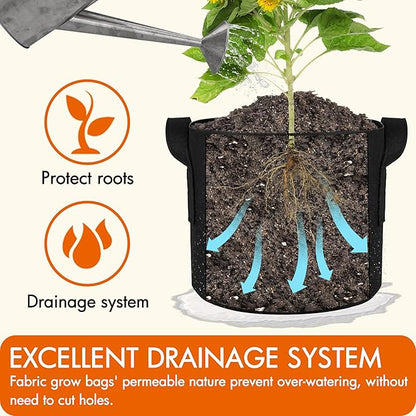 Gardzen 10-Pack 20 Gallon Grow Bags, Aeration Fabric Pots with Handles