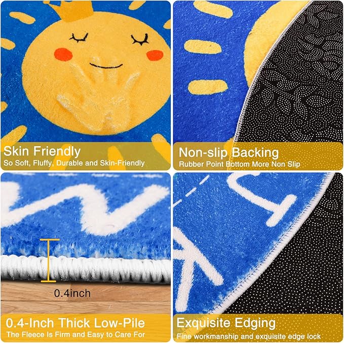 Outer Space Kids Rug,59"X39.4" ABC Alphabet Educational Kids Rugs for Playroom,Non Slip Solar System Galaxy Planets Playroom Rug,Washable Kids Area Rug Carpet for Classroom Bedroom Kids Room Decor
