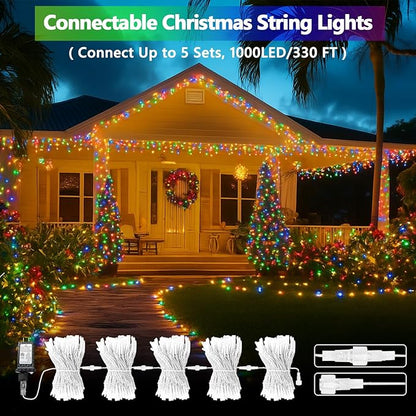 Connectable 200 LED Christmas Lights Indoor Outdoor with Timer, 66FT 13 Modes Multicolor String Lights Waterproof, Twinkle Fairy Lights Plug in Clear Wire for Christmas Tree, Bedroom, Classroom Decor
