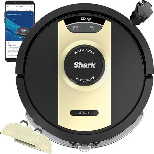 Shark IQ 2-in-1 Robot Vacuum and Mop with Row-by-Row Cleaning, Perfect for Pet Hair, Compatible with Alexa, No Self-Empty Base, Black/Bronze, RV2410WD