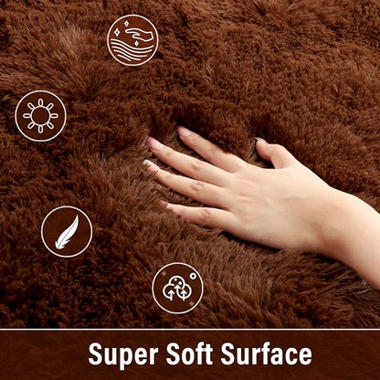 Merelax Soft Shaggy Rug for Kids Bedroom Oval 2.6'x5.3' Brown Plush Fluffy Carpet for Living Room, Furry Carpet for Teen Girls Room, Anti-skid Fuzzy Comfy Rug for Nursery Decor Cute Baby Play Mat