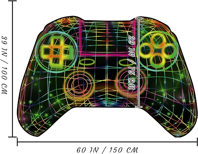Gaming Rug Teen Boys Carpet Glow in The Blacklight Gamer Rug for Boys Room Playroom Non-Slip Area Rug Kids Boys Girls Game Room Casual Mat (60"x39")