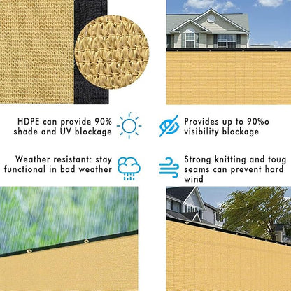 UPGRADE Privacy Fence Screen 5'x49' Sand Outdoor 90% Visibility Blockage 170 GSM Mesh Shade Cover Panels for Backyard,Balcony,Home Decoration with Zip Ties,Customized Avaliable