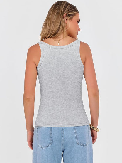 ANRABESS V Neck Tank Tops for Women Ribbed Knit Camisole 2026 Summer Casual Sleeveless Slim Fitted Basic Cami Shirts Clothes