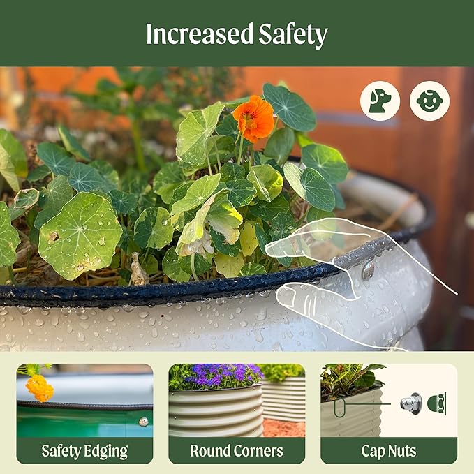 Vego garden Raised Garden Bed Kit, 17" Tall 10 in 1 Jumbo Modular Metal Planter Box for Vegetables, Flowers, Herbs, Pearl White