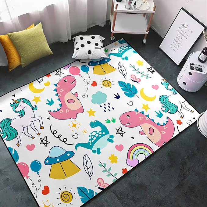 Dinosaur Rugs for Boys Bedroom - Dinosaur Room Decor for Boys Kids Area Rug Dinosaur Rug Boys Rugs for Bedroom Dinosaur Carpet Rugs Kids Play Rugs Cute Cartoon Dinosaur Decor,5'×7'