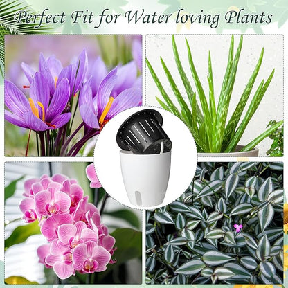 Eccliy 14 Pieces 5 Inch Indoor Plant Pots Self Watering Planters with Drainage Holes Plastic Flower Pots with Water Indicator White Violet Pots for Indoor Outdoor Garden Home Office Decor