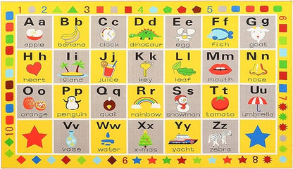 Booooom Jackson ABC Rug, 3.3 x 4.9 ft, Educational Area Rug for Kids, Non-Slip Polyester Rug with Alphabet, Shapes, Animals & Fruits, Perfect for Playroom, Nursery, Classroom