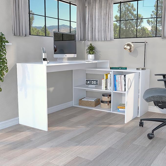 NicBex Kimberly-DW-00202-LWJ Home Office Desks, 59.64"x45.86"x30.11", White