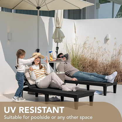 Devoko Outdoor Chaise Lounge Chair Set of 2 for Outside Pool Patio, Adjustable Waterproof Easy Assembly Chaise Lounge Outdoor (Black, Set of 2)