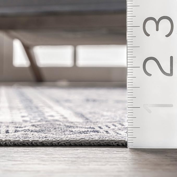 nuLOOM Jenine Southwestern Machine Washable Ultra Thin Area Rug, 6x9, Grey