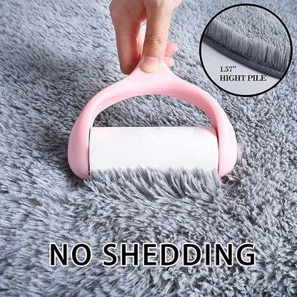 Merelax Soft Shaggy Rug for Kids Bedroom, Oval 2.6 x5.3 ft Grey Plush Fluffy Carpets for Living Room, Furry Carpet for Teen Girls Room, Anti-skid Fuzzy Comfy Rug for Nursery Decor Cute Baby Play Mat