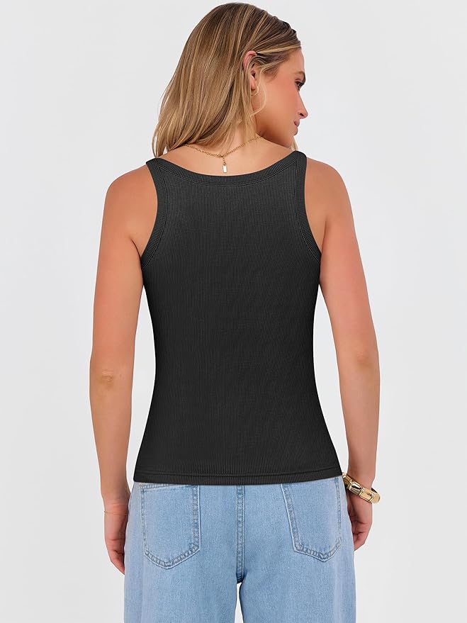 ANRABESS V Neck Tank Tops for Women Ribbed Knit Camisole 2026 Summer Casual Sleeveless Slim Fitted Basic Cami Shirts Clothes