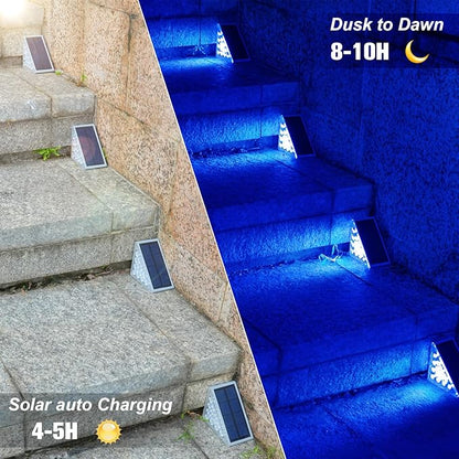 VOLISUN Solar Stair Lights 8 Pack, Solar Step Lights Outdoor Waterproof IP67, LED Outdoor Step Light,Outdoor Light Decor for Garden Stair, Deck, Front Step and Front Porch（Blue Lighting）