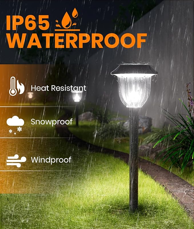AOSEA 2 Pack Solar Outdoor Lights, IP 65 Waterproof Solar Powered Driveway Lights, Auto On/Off Path Landscape Lighting for Yard, Patio, Landscape, Pathway, Cool White