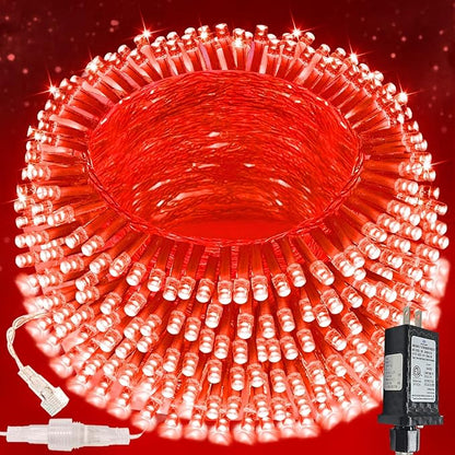 Connectable 200 LED String Lights Indoor Outdoor, 66FT Red Christmas Lights Waterproof, 13 Modes with Timer, Twinkle Fairy Lights Plug in Clear Wire for Christmas Tree, Bedroom, Halloween Decor