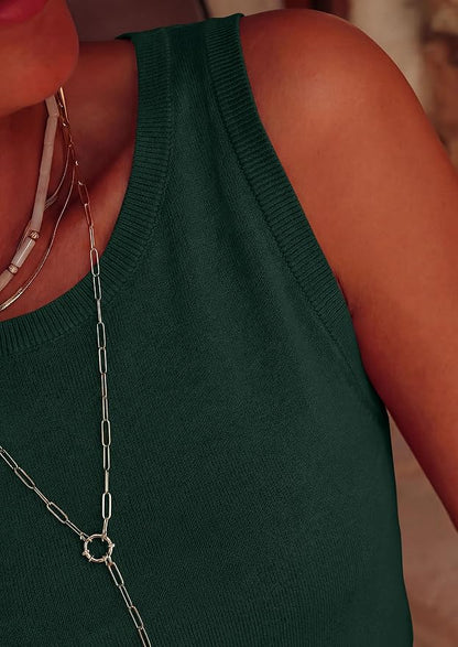 PRETTYGARDEN Sleeveless Sweater Tops for Women 2026 Summer Dressy Ribbed Tank Tops Spring Business Casual Work Shirts Blouses
