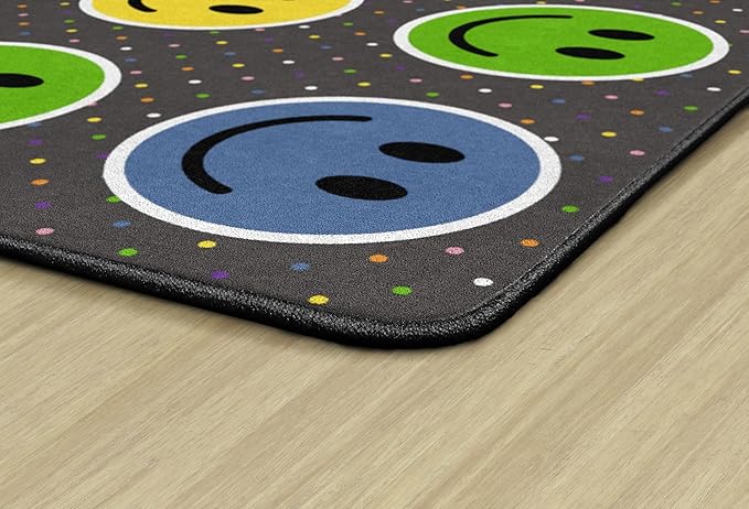 Flagship Carpets Smiley Seating (Seats 24) Classroom Area Rug or Educational Learning Mat, Kids Room or Playroom Carpet, 7'6" x 12', Gray/Multi