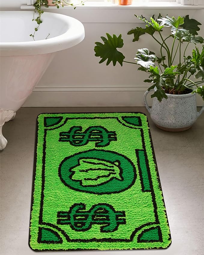 RoomTalks Cute Money Rug 2x3 Cartoon Funny Cool Small Throw Rugs for Girls Bedroom Kids Bathroom Kitchen Dorm Non Slip Machine Washable Soft Shag Accent Floor Rug, Unique Gift for Kids Girls