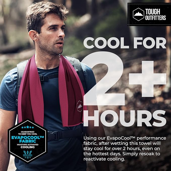 Tough Outdoors Cooling Towels for Neck Face - Neck Cooling Towel for Hot Weather Yoga Sports Golf Sweat - Instant Cold Towel