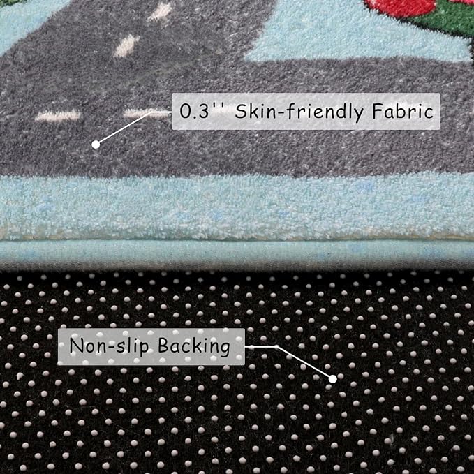 LIVEBOX Soft Kids Rug 4'x6' Carpet Play Mat for Baby Boys Girls, City Life Road Traffic Playroom Rug for Playing Cars Toys, Educational Nursery Rug for Children Bedroom Kids Room