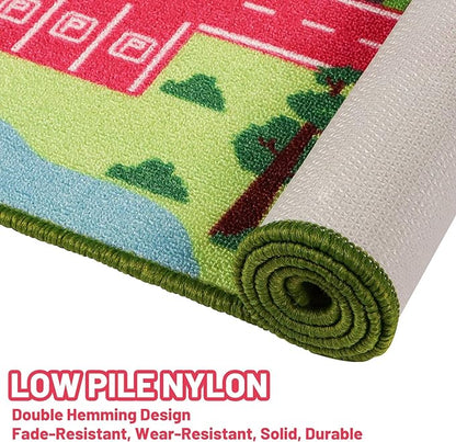 Kids Carpet Playmat Rug 59"x39.4", Car Rug for Kids Cars, Non-Slip Town City Road Map Kids Rug for Playroom Bedroom Boys, Kids Car Mat Road Rug, Track Rug Car Play Rug for Kids (59X39.4 INCH-Pink)