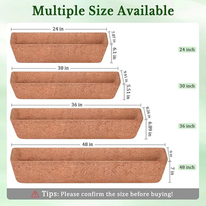 Halatool 2 Pack 24 Inch Window Box Liners, Pre-Formed Coco Fiber Replacement Liner, Natural Coconut Coir Planter Liners for Wall Hanging Basket, Flower Pot, Fence and Railing