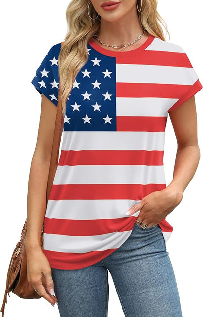 Alaroo Womens Summer Tops Short Sleeve Shirts Crew Neck Tshirt Cute Trendy Tunic Blouses (S-3XL)