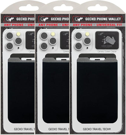 Phone Wallet - Adhesive Card Holder - Cell Phone Pouch - Stick on Lycra Pocket by Gecko - Carry Credit Cards and Cash
