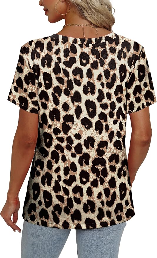 Alaroo Womens Summer Tops 2026 V Neck Short Sleeve Shirts Trendy Dressy Casual Vacation Outfits Printed