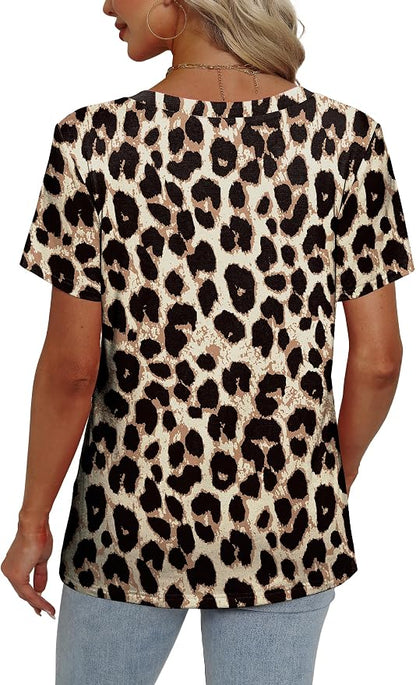 Alaroo Womens Summer Tops 2026 V Neck Short Sleeve Shirts Trendy Dressy Casual Vacation Outfits Printed