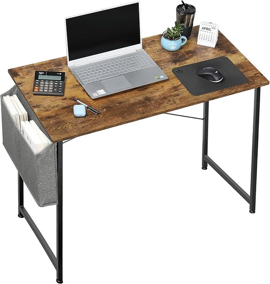 YSSOA 40/47 Inch Computer, Modern Simple Style Home Office, Study Student Writing, Vintage Wooden Desk, 40 Inch, Brown