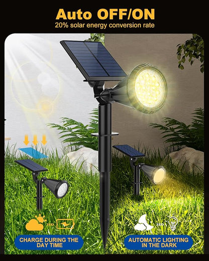 Outdoor Solar Spot Lights, 6 Pack IP65 Waterproof Spotlights with 4 Modes, Auto On/Off Solar Landscape Lights for Flood, Wall, Pathway (Warm White)