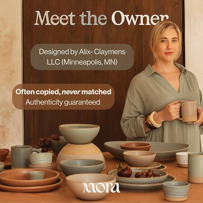 MORA Ceramics Large Tea Mug with Loose Leaf Infuser and Ceramic Lid, 18 oz, Portable, Microwave, Dishwasher Safe, Tall Coffee Cup - Rustic Matte Ceramic Glaze, Modern Herbal Tea Strainer, Dawn