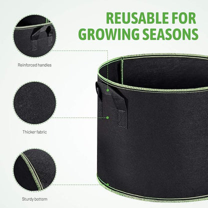 Delxo 20 Pack 5 Gallon Grow Bags Heavy Duty Aeration Fabric Pots Thickened Nonwoven Garden Plant Growing Bags with Handles for Planting