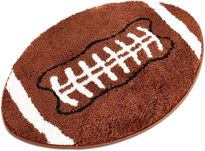 Cool Football Rug for men room decor-32"x 20" Non Slip kid Rug for Aesthetic bathroom & area rugs fun Decor Microfiber Fluffy Rug for y2k Room Decor-Cute Rug