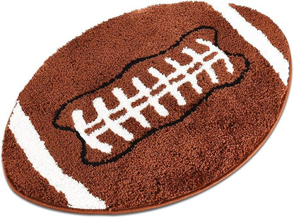 Cool Football Rug for men room decor-32"x 20" Non Slip kid Rug for Aesthetic bathroom & area rugs fun Decor Microfiber Fluffy Rug for y2k Room Decor-Cute Rug