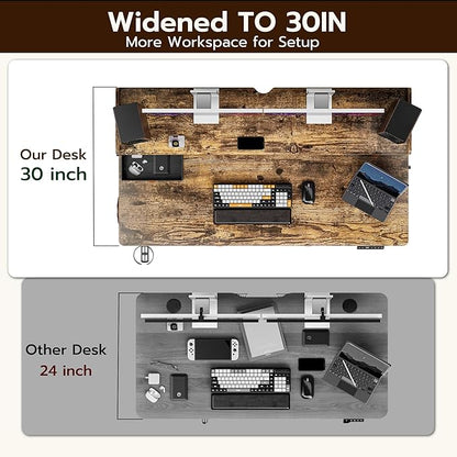 Standing Desk with Drawers 63x30 Inches large Standing Desk,Adjustable Height Desk with 4 PU Drawers,Storage Shelvers Sit Stand Up Desk,Home Office Computer Desk(Rustic Brown)