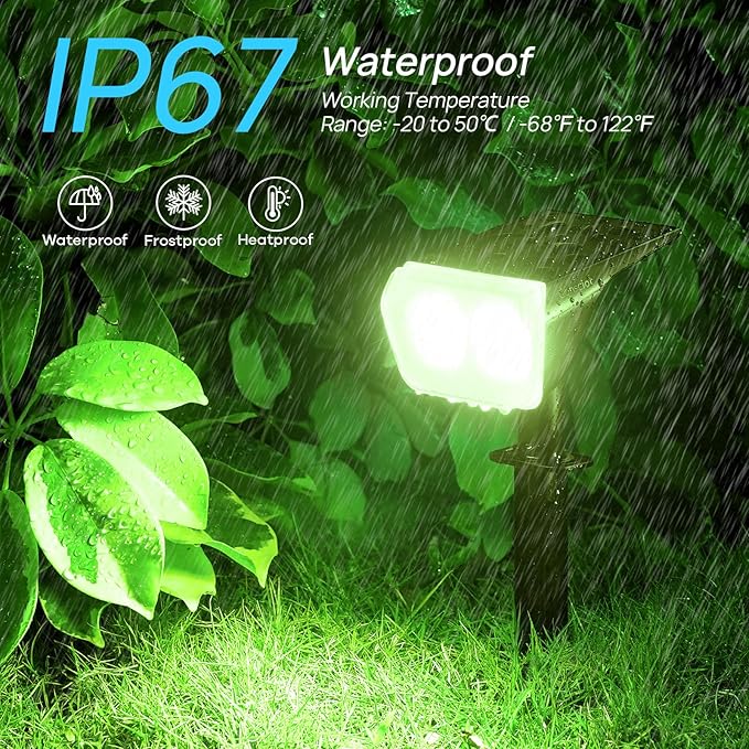 Consciot Solar Spot Lights Outdoor, 30 LED Waterproof Color Changing Solar Spotlight, 2 in 1 Adjustable Wall Lights, 10 Colors, Dusk-to-Dawn Solar Landscape Spotlights for Garden Yard Walkway, 4 Pack