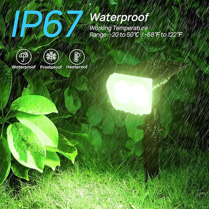 Consciot Solar Spot Lights Outdoor, 30 LED Waterproof Color Changing Solar Spotlight, 2 in 1 Adjustable Wall Lights, 10 Colors, Dusk-to-Dawn Solar Landscape Spotlights for Garden Yard Walkway, 4 Pack