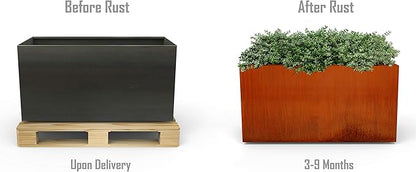 Plantercraft Large Rectangular Planters for Outdoor Plants 60x12x24 Inch Corten Steel Planter - Extra Large Outdoor Planter Box for Patios, Decks and Garden Borders