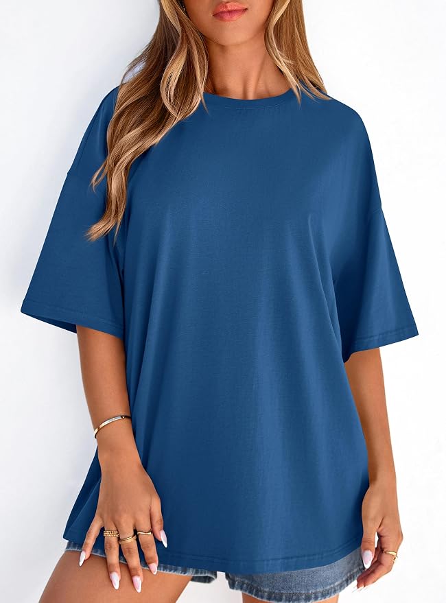 PRETTYGARDEN Womens 2026 Spring Going Out Tops Casual Short Sleeve Crewneck Loose Fit Basic Oversized T Shirts Summer Outfits