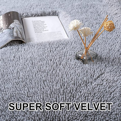Merelax Soft Shaggy Rug for Kids Bedroom, Oval 2.6 x5.3 ft Grey Plush Fluffy Carpets for Living Room, Furry Carpet for Teen Girls Room, Anti-skid Fuzzy Comfy Rug for Nursery Decor Cute Baby Play Mat