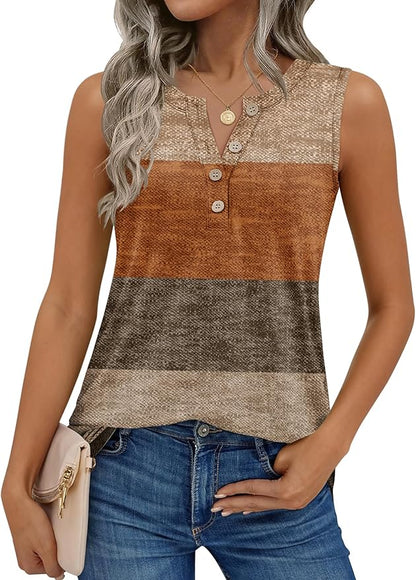 Zeagoo Womens Tank Tops Summer Sleeveless Tops Loose Button Henley Shirts Crew Neck Dress Casual 2026 Clothes