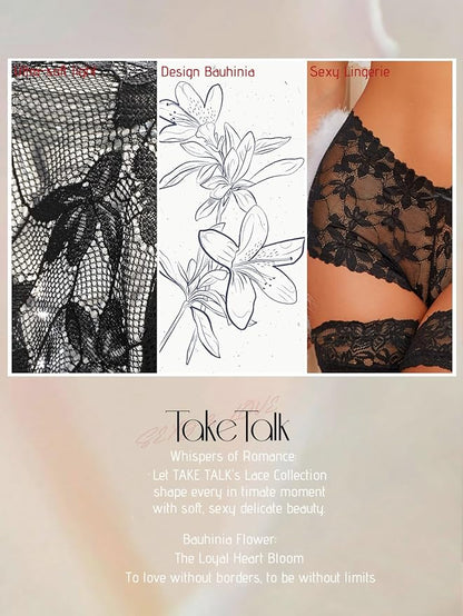 Take Talk Sexy Lace Underwear Panties Lingerie Gift for Women Wife 5 Pack Soft Cheeky Boy shorts Plus Size Underwear Women