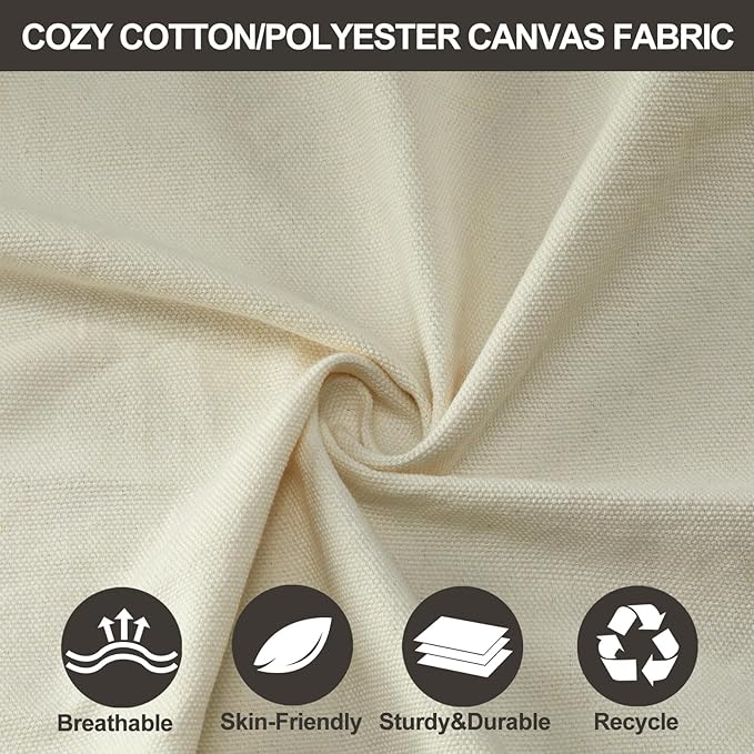 JoyView Brazilian Double Hammock with Hanging Ropes Extra Large 86.6x59” Portable Cotton Hammock for Patio Backyard Porch 450LBS Weight Capacity Perfect for Outdoor/Indoor - Natural White