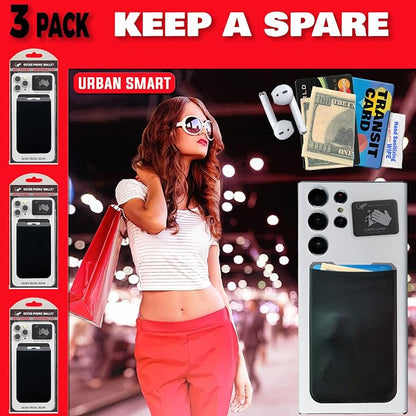 Phone Wallet - Adhesive Card Holder - Cell Phone Pouch - Stick on Lycra Pocket by Gecko - Carry Credit Cards and Cash