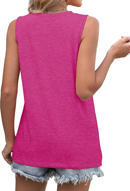 WIHOLL Women's Sleeveless Summer Crewneck Loose Fit Tank Tops