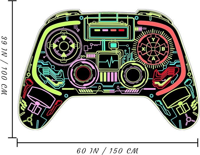 Gaming Rug for Boys Room Decor, Gamer Rugs Glow in The Blacklight Video Game Carpet Teens Playroom Non-Slip Area Rug Game Bedroom Floor Casual Mat (60"x39")
